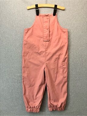 EUC Zara Rubberized Rain Overalls Size 3-4 Fleece Lined Adjustable Straps
